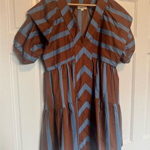 Entro Brown and Blue Striped Dress Size Large